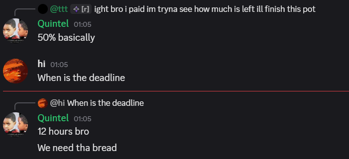 discord.com/invite/xNDurzAt
1000$ left for the group buy and we get 3 grails. 
Gotta finish it in 12 hours tho