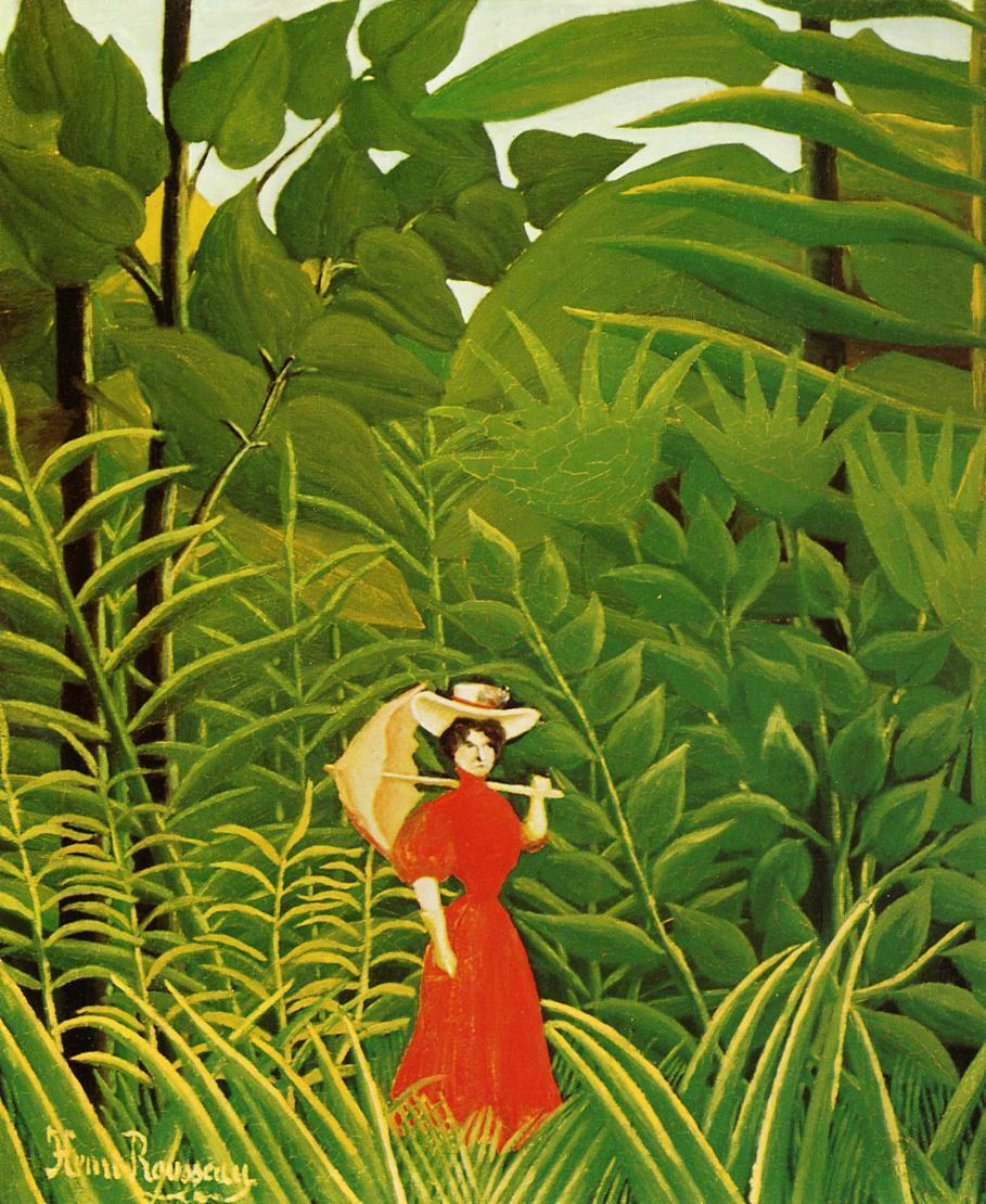 Woman in Red in the Forest #artbots #rousseau