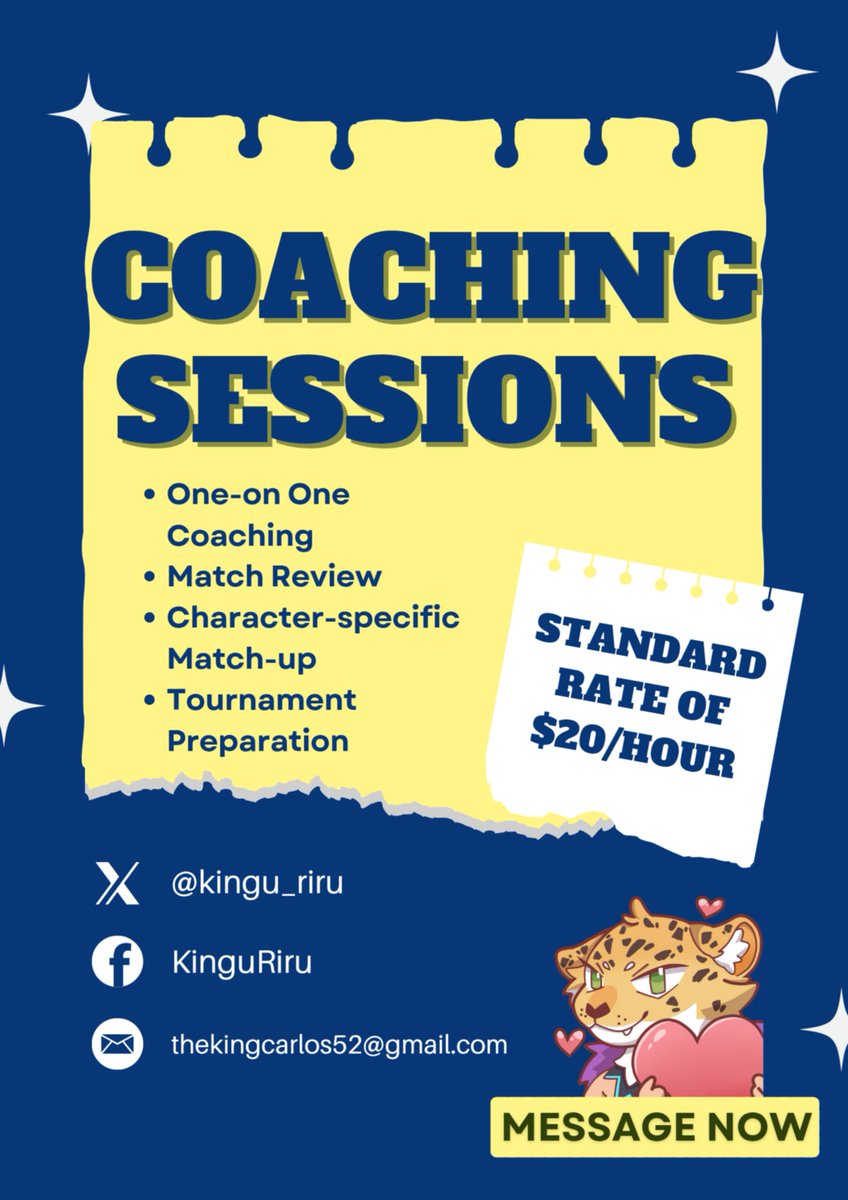 Kingu_Riru's tweet image. Hi everyone! I'll be increasing my standard pricing for coaching so it'll be a bit easier for me to raise funds for Manila Madness. For those of you who availed when it was $15, let me know if you availed and I'll give you a rate of $18! Thank you so much for understanding!!!