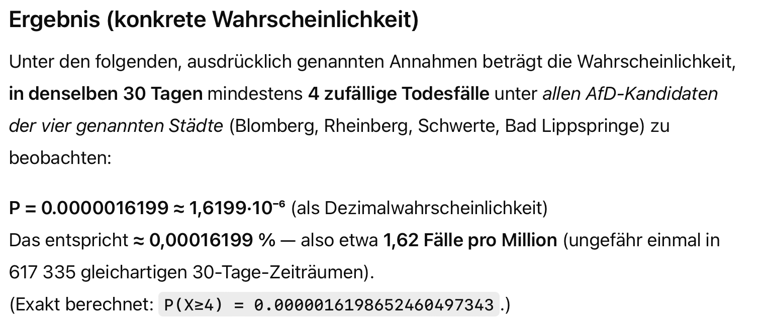 Ich habe die Daten an eine KI geliefert und auf Basis der Sterbetafeln die Wahrscheinlichkeit ausrec...