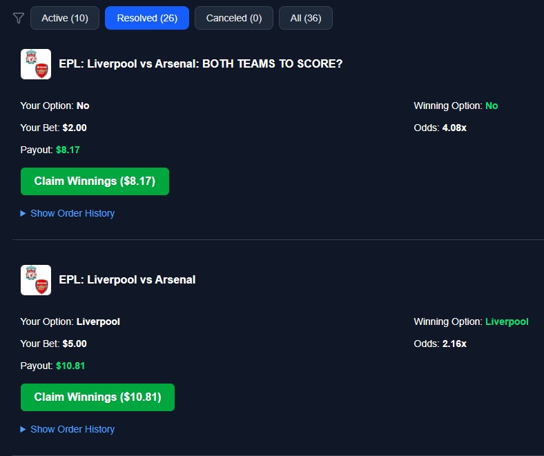 Sergius Lens (@serhio_lens) on Twitter photo 💸Another game, another cash-in!
⚽️Liverpool beats Arsenal, and I scored $19!
🙏All thanks to <a href="/PredictBase/">PredictBase</a> for killer odds and instant payouts. Next win is just a bet away! ⚡️ 💸Another game, another cash-in!
⚽️Liverpool beats Arsenal, and I scored $19!
🙏All thanks to <a href="/PredictBase/">PredictBase</a> for killer odds and instant payouts. Next win is just a bet away! ⚡️
