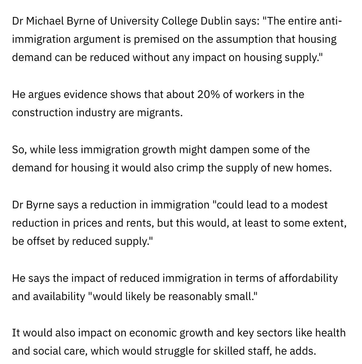 james_akw's tweet photo. “Migrants build the houses” is a lie. 93% of the construction workforce are Irish, British, or EU nationals. Just 6% of labour permits for 2025 went to construction, yet half of immigration was from outside the EU and UK. Mass immigration drives demand, it does not build supply. https://t.co/Erni5UoEdv