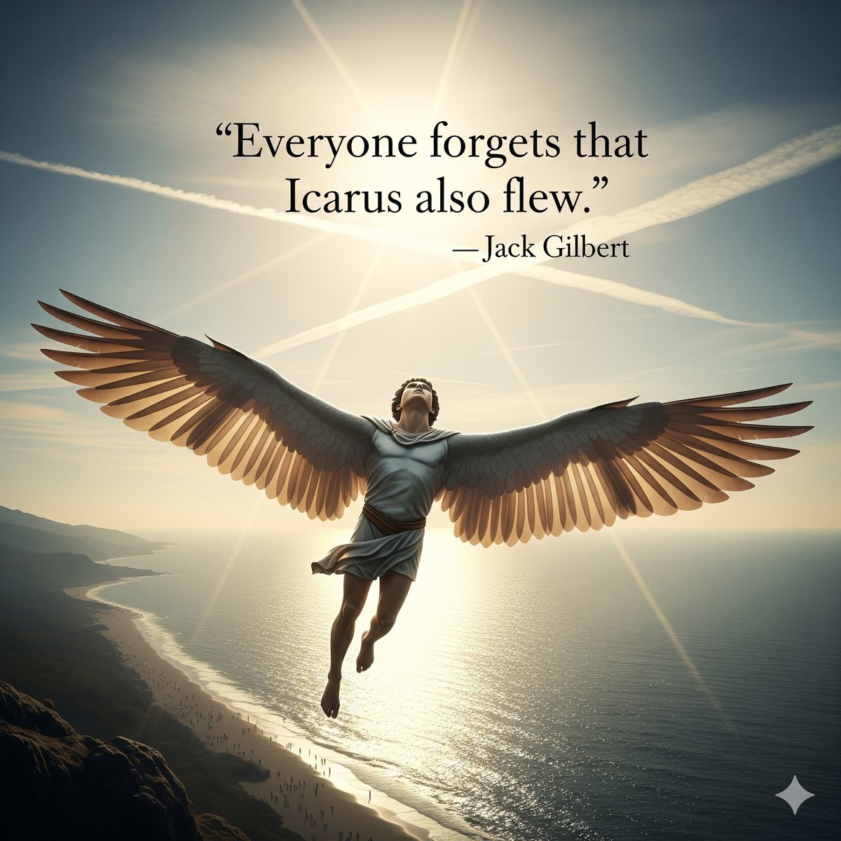 "Everyone forgets that Icarus also flew." - Jack Gilbert

Love this quote! Get out there and give it a go.

#SundayVibes #SundayQuote #SundayInspiration