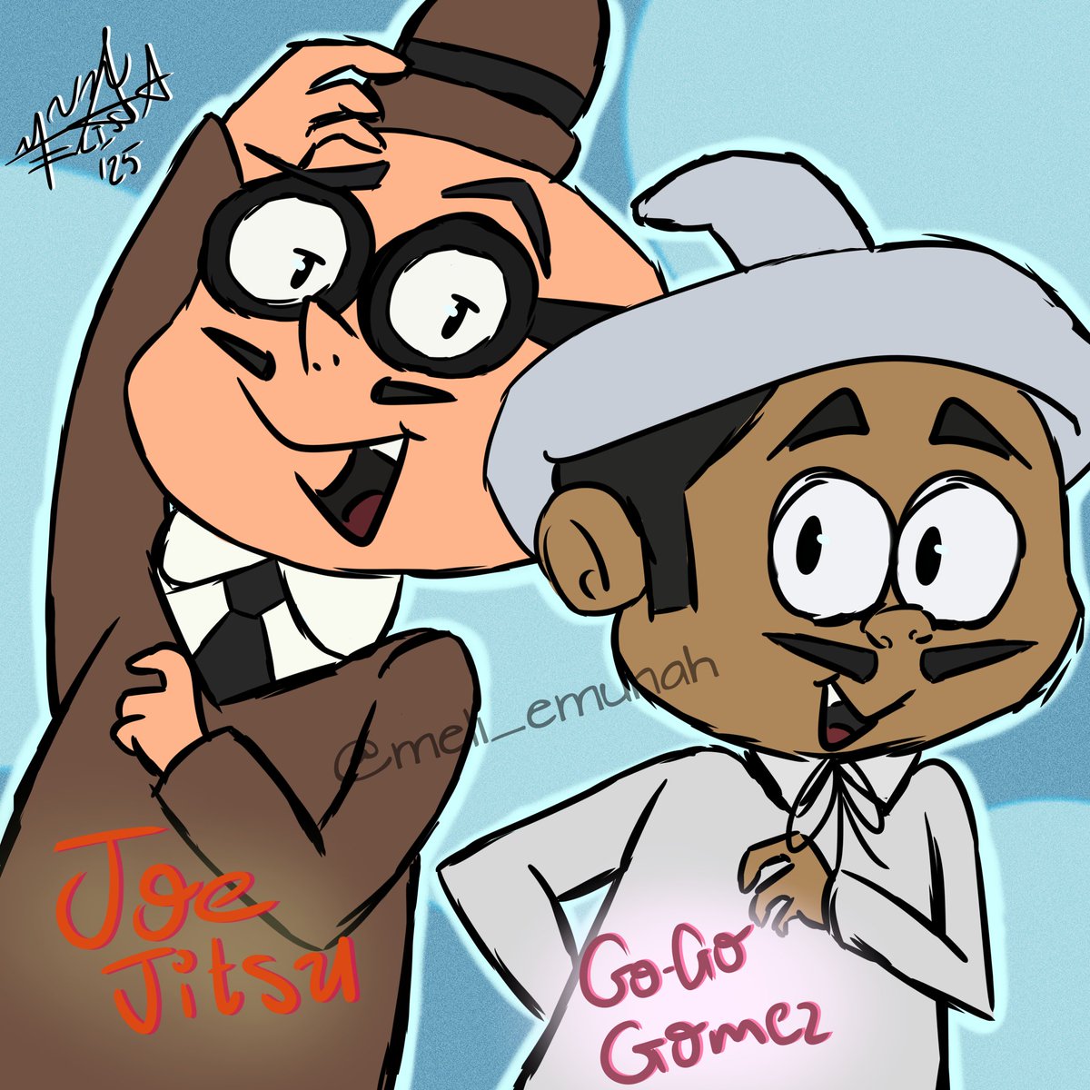 meli_emunah's tweet photo. "Ambos somos un gran equipo"-Joe Jitsu y Go Go Gómez.
Dibujo simple de este dúo que amo mucho.
Espero que les guste.
English:
"We're a great team." - Joe Jitsu and Go Go Gomez.
Simple drawing of this duo I love so much.
I hope you like it.
#joejitsu
#gogogomez
#dicktracy https://t.co/DpB4sUzhPb