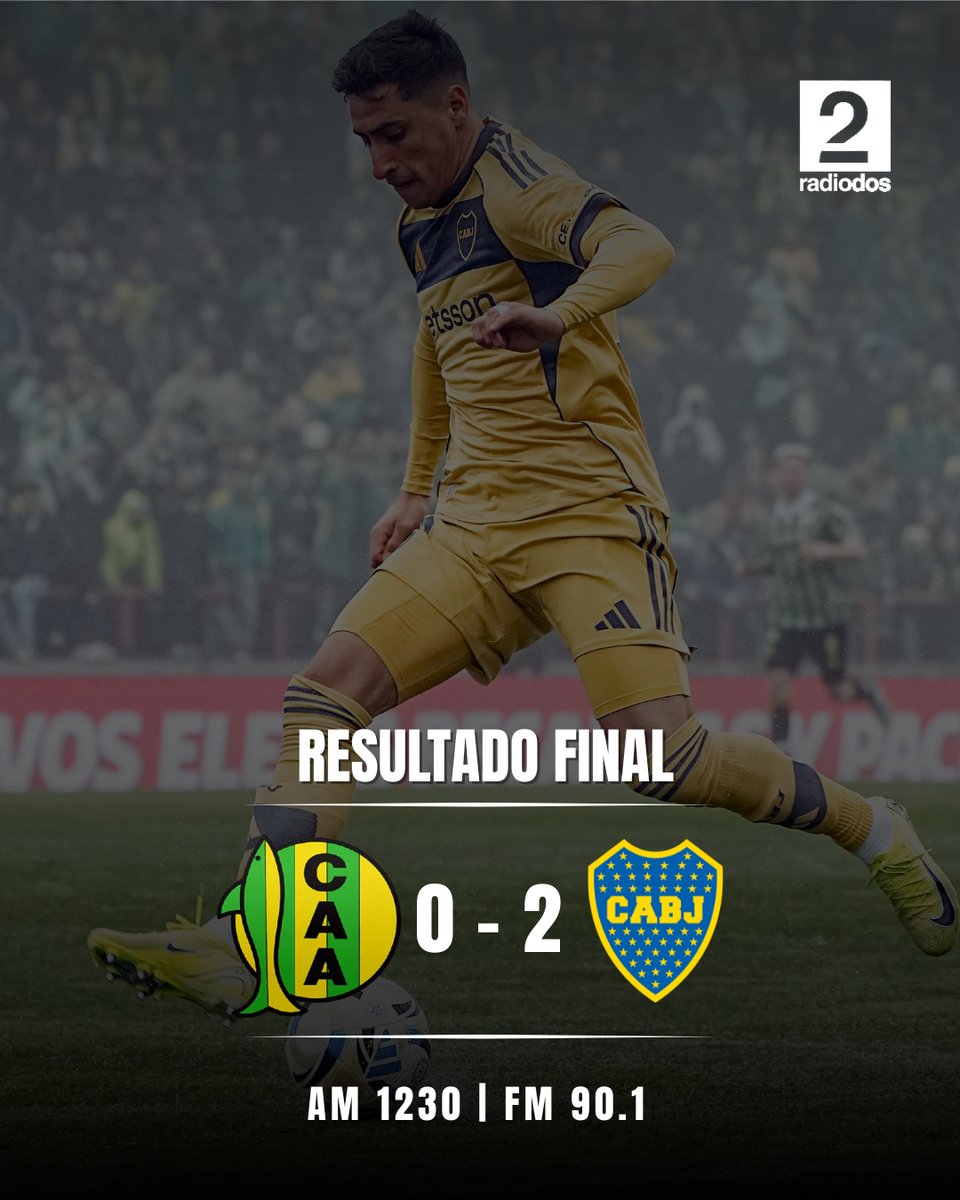 #TorneoClausura

🔚Final del partido.

#Aldosivi 0⃣🆚 #Boca 2⃣

🗣️Lo relató <a href="/ezecasse/">Ezequiel S Cassé</a>

📻AM 1230 | FM 90.1🔴YouTube: Radio2 en VIVO
youtube.com/watch?v=T4Ev5Z…