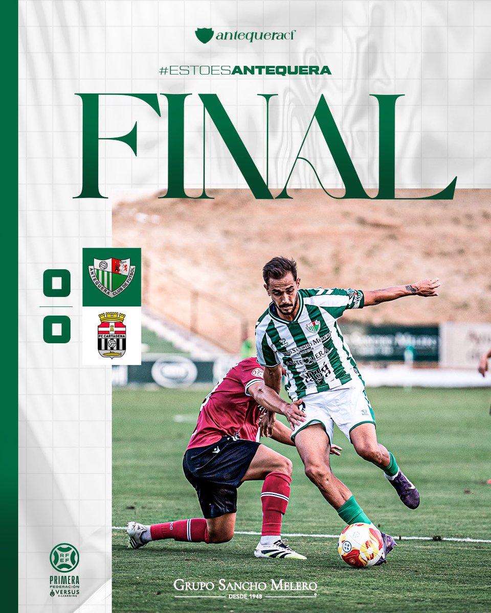 AntequeraCF's tweet image. ⏱️ 90+’ | 0-0 | 🏁 Final del partido.

#AntequeraCartagena