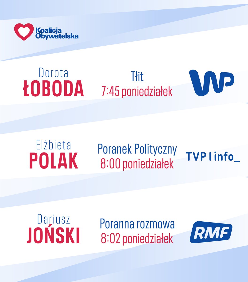 #KOwMediach (1 września)
<a href="/DorotaLoboda/">Dorota Łoboda</a> <a href="/ElzbietaPolak/">Elżbieta Anna Polak</a> <a href="/Dariusz_Jonski/">Dariusz Joński MEP🇵🇱🇪🇺</a>