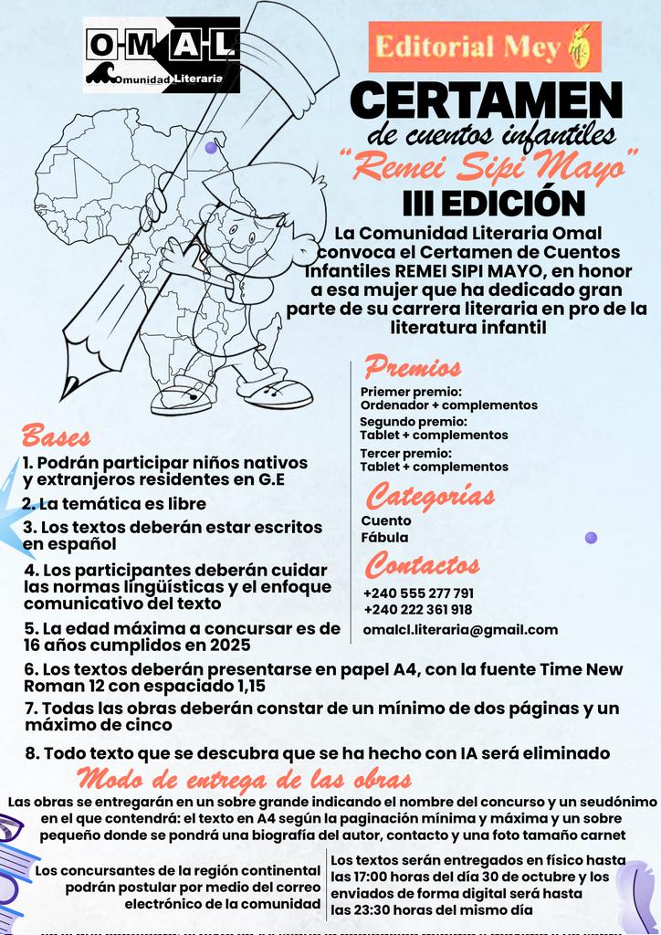 OmalclOficial's tweet photo. 🚨Atención
🏅Ya está aquí la III Edición de nuestro #CertamenRemeiSipiMayo, de cuentos infantiles.
Si tu hijo/a tiene hasta 16 años, anímale a participar!!
🗓️Inscripciones abiertas hasta el 30 de octubre
🌐 Envíos: por correo y presencial.
#OMALCL #LiteraturePosts @BuyCoolTShirts https://t.co/LaGUF6C8uR