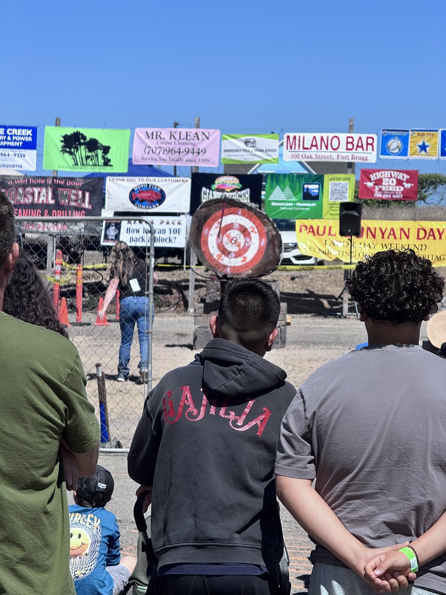 On site for the Lumberjack competition celebrating Paul Bunyan days and the history of our community. ￼ raising funds for the nonprofit Paul Bunyan Association. We are glad they’re throwing those axes in the opposite direction from our booth 😁￼￼