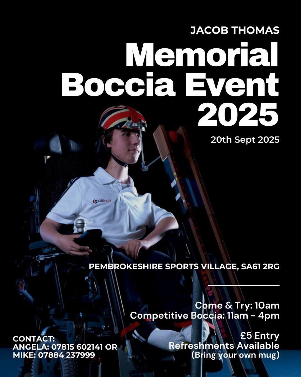 Come and join us at the Jacob Thomas Boccia Memorial Event 2025 <a href="/dsw_news/">Disability Sport Wales</a> <a href="/sportpembs/">Sport Pembrokeshire / Chwaraeon Sir Benfro</a>