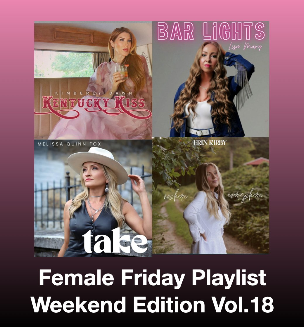 NEW #FemaleFriday Top #NewCountryMusic Releases

<a href="/officialkimdawn/">Kimberly Dawn</a> Kentucky Kiss
<a href="/LisaMaryMusic/">Lisa Mary</a> Bar Lights
<a href="/melissaquinnfox/">Melissa Quinn Fox</a> Take
<a href="/Erinkirbymusic/">Erin Kirby</a> Nowhere Everywhere

#Spotify
rb.gy/zoex7c

#NewMusic2025 #Country #WomenOfCountry