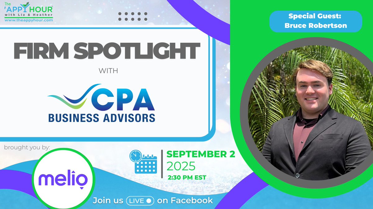 We’re going LIVE on Facebook with CPA Business Advisors for a Firm Spotlight. Bruce Robertson will share how his team is redefining the modern CPA firm with streamlined approvals + client-focused advisory.

#FirmSpotlight #FutureOfAccounting #ModernCPA #ClientAdvisory #Accounting