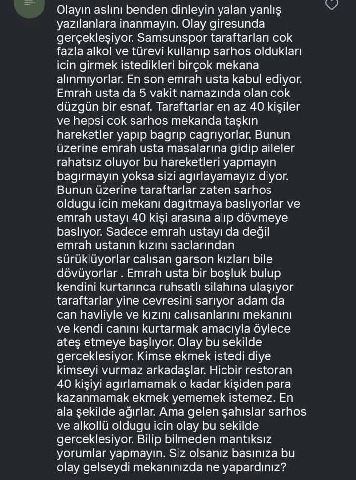 Giresun’da yaşanan olayla ilgili sosyal medyada yapılan ve çok dikkat çekici paylaşım şu şekilde;