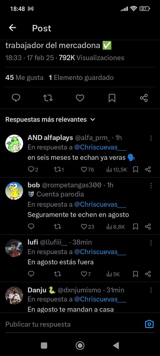 La gente en X ya sabía cosas del Mercadona... No es todo lo que reluce. Contrato de 6 meses en cubierto.