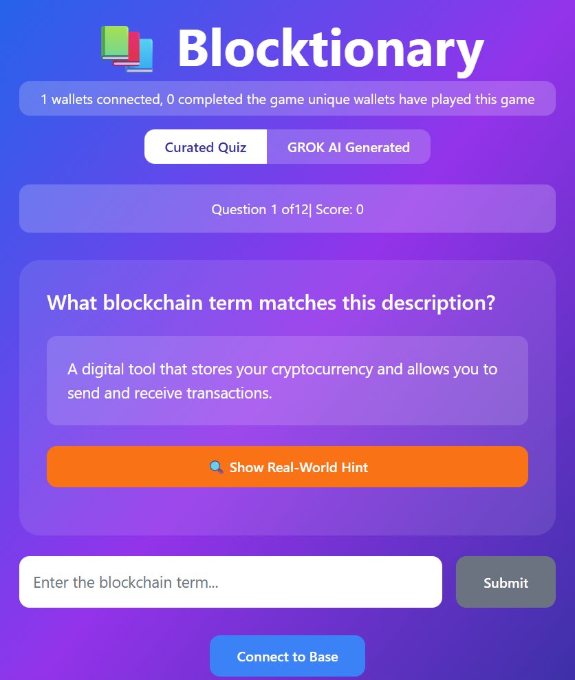 petermanda_19's tweet photo. Blocktionary is live on @base ! 🌐

Sharpen your knowledge &amp; master blockchain terminology from "wallet" to "DeFi

Ready to prove you're truly based? 

Connect your wallet and play: https://t.co/8dnCiH8n03

@base @buildonbase @BasedSouthernAF @africasblock @wethinkcode https://t.co/bbYE887xDL
