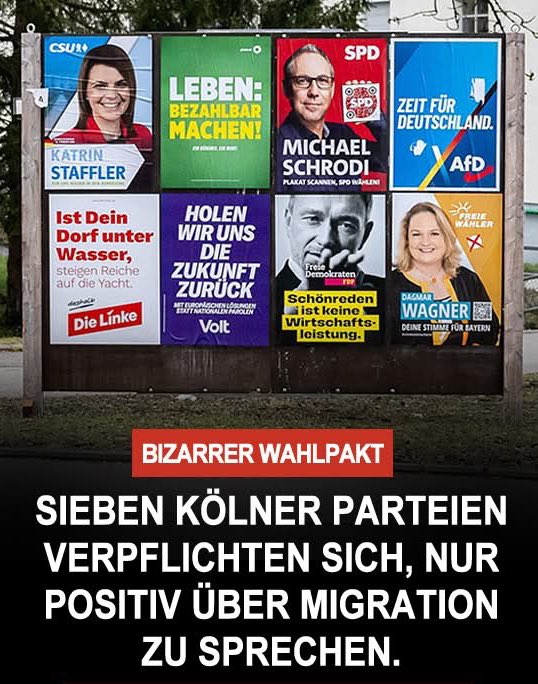 Ein Maulkorb für die Demokratie? In Köln haben sich nahezu alle etablierten Parteien selbst verpflichtet, im Wahlkampf keine Kritik an Migration zu äußern – ein Schritt, der bei vielen für Kopfschütteln sorgt. 

Kritiker sehen darin eine Kapitulation vor der politischen