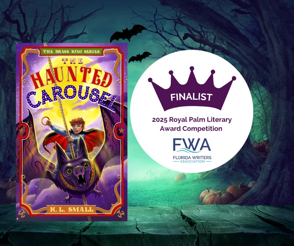 KLSmall_Author's tweet photo. THE HAUNTED CAROUSEL is a Finalist in the 2025 Royal Palm Literary Award Competition for Middle Grade Fiction. Winners to be announced in October. How spooky is that!
#RPLA #HauntedCarousel #FLWriters #booksworthreading https://t.co/Ep6L9BkI07
