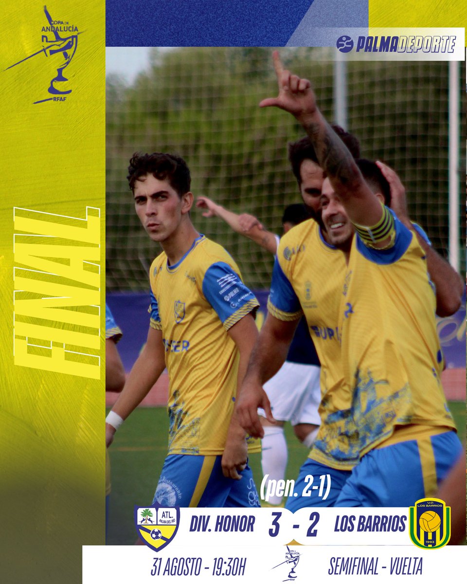 🏆 𝐂𝐎𝐏𝐀 𝐀𝐍𝐃𝐀𝐋𝐔𝐂𝐈́𝐀 - 𝐒𝐞𝐦𝐢𝐟𝐢𝐧𝐚𝐥 (𝐯𝐮𝐞𝐥𝐭𝐚)⚽️

90’ | ¡Remontamos, y en penaltis pasamos a la final!

🏆 Y somos equipo de #CopadelRey

📲 Tenéis la tanda de penaltis íntegra en el IG de <a href="/palmadeporte/">PalmaDeporte</a> 

🕺💃🕺💃

#AmarilloYAzul 🟡🔵