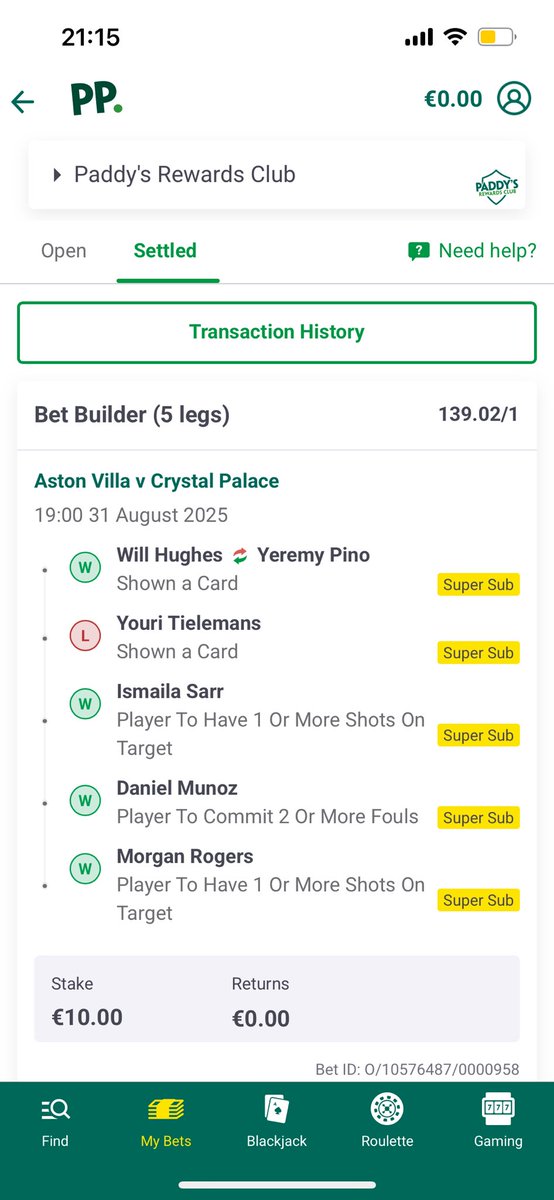 ThePaddyProject's tweet photo. The bad. So close to two huge wins and then way off on my €5-€500 bet for the 2pm games 😭 https://t.co/NbMMVZWvFa