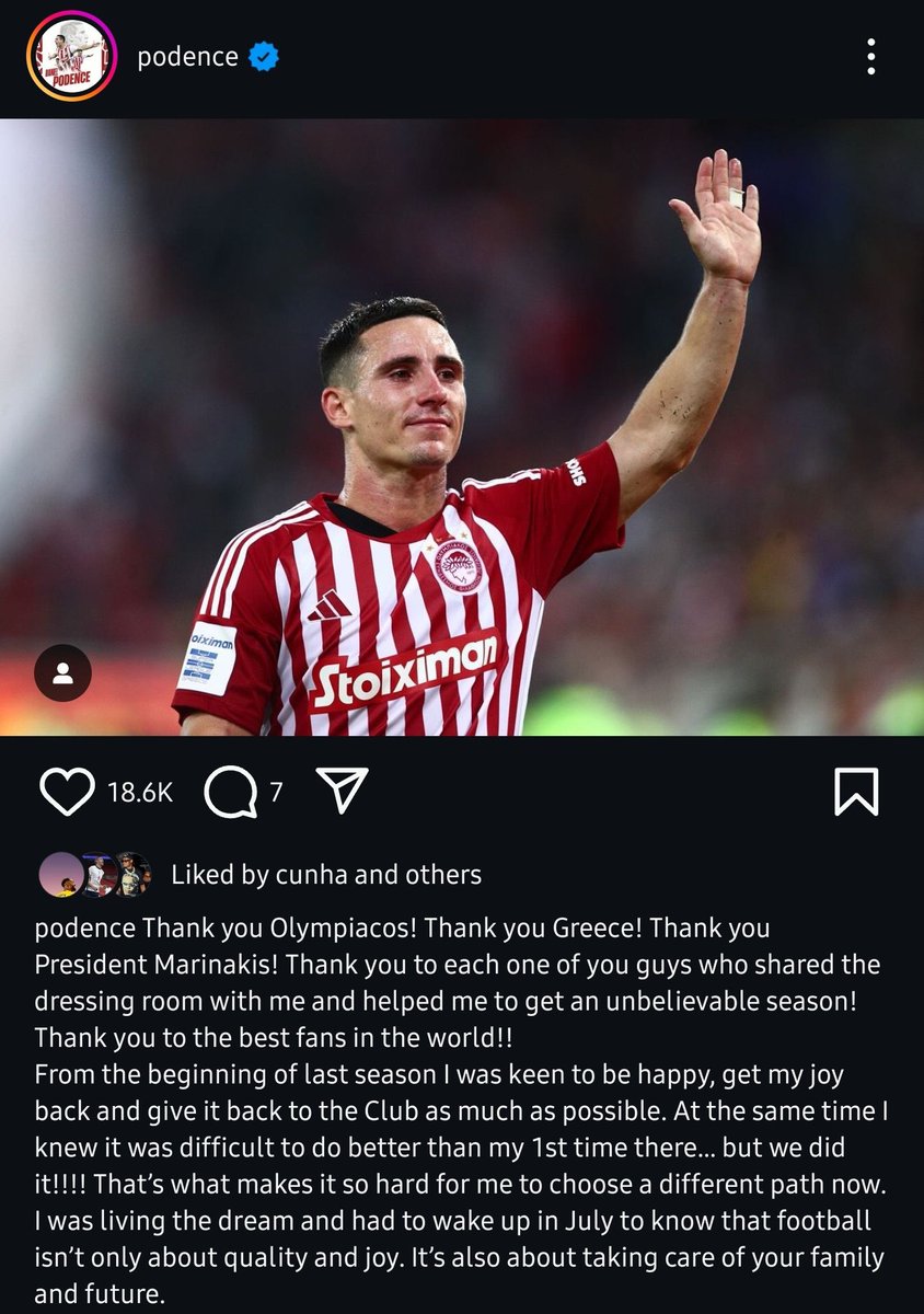Ελπίζω να μην θυμηθείς πάλι το συμφέρον της οικογένειας σου σε ένα χρόνο . Ποδοσφαιρική καψούρα ναι . Αλλά μέχρι εκεί 

#olympiacosfc #podense #daniel