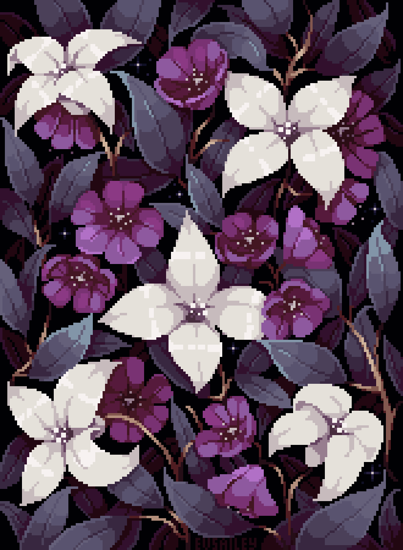 Shining flowers🌑🌸✨

#pixelart