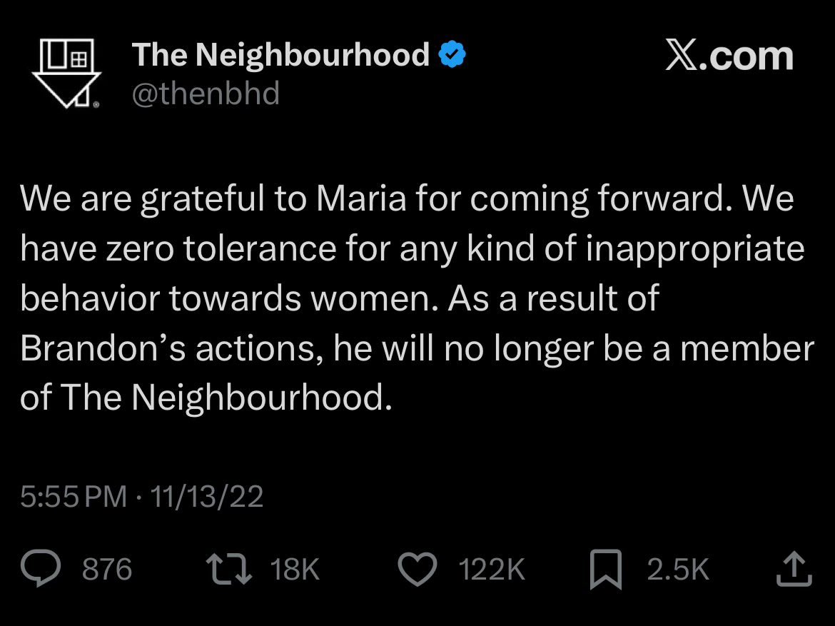 xxinterrobang's tweet photo. #AltText #Alt4U #Alt4You for both pics. They'll just wait awhile, 'til they think everyone's forgotten. Then drop the act of pretending they ever cared bout victims. Same shit, different day for all abuse apologists. 1st pic's a screenshot of the Neighborhood's (band) insta story https://t.co/kknX3upkc1