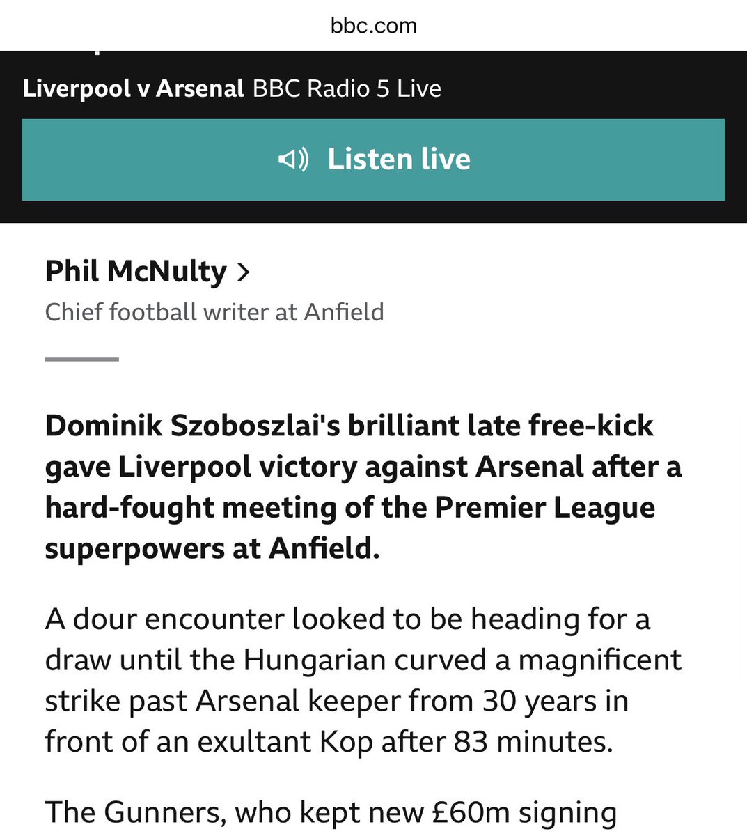 adamhtd's tweet image. According to @philmcnulty Szoboszlai scored from “30 years out”. Man’s been lining that free kick up since 1995. ⏳⚽️ #LIVARS #BBCFootball