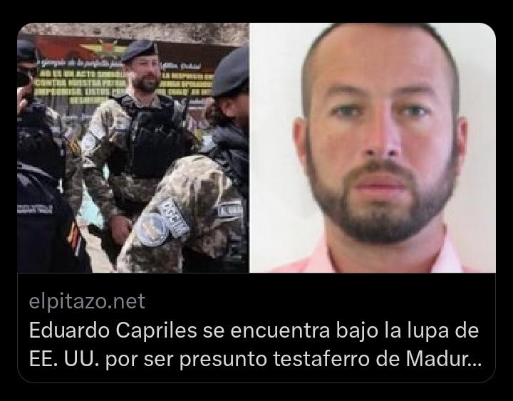 LO ÚLTIMO 🚨

Eduardo Capriles HERMANO DE <a href="/hcapriles/">Henrique Capriles R.</a> 

Es FUNCIONARIO del DGCIM!!! 

el mejor amigo del torturador Granko Arteaga 😱

Fue descubierto en un vídeo q publicó el regimen, del curso de "terroristas especiales"

<a href="/ElPitazoTV/">El Pitazo</a>