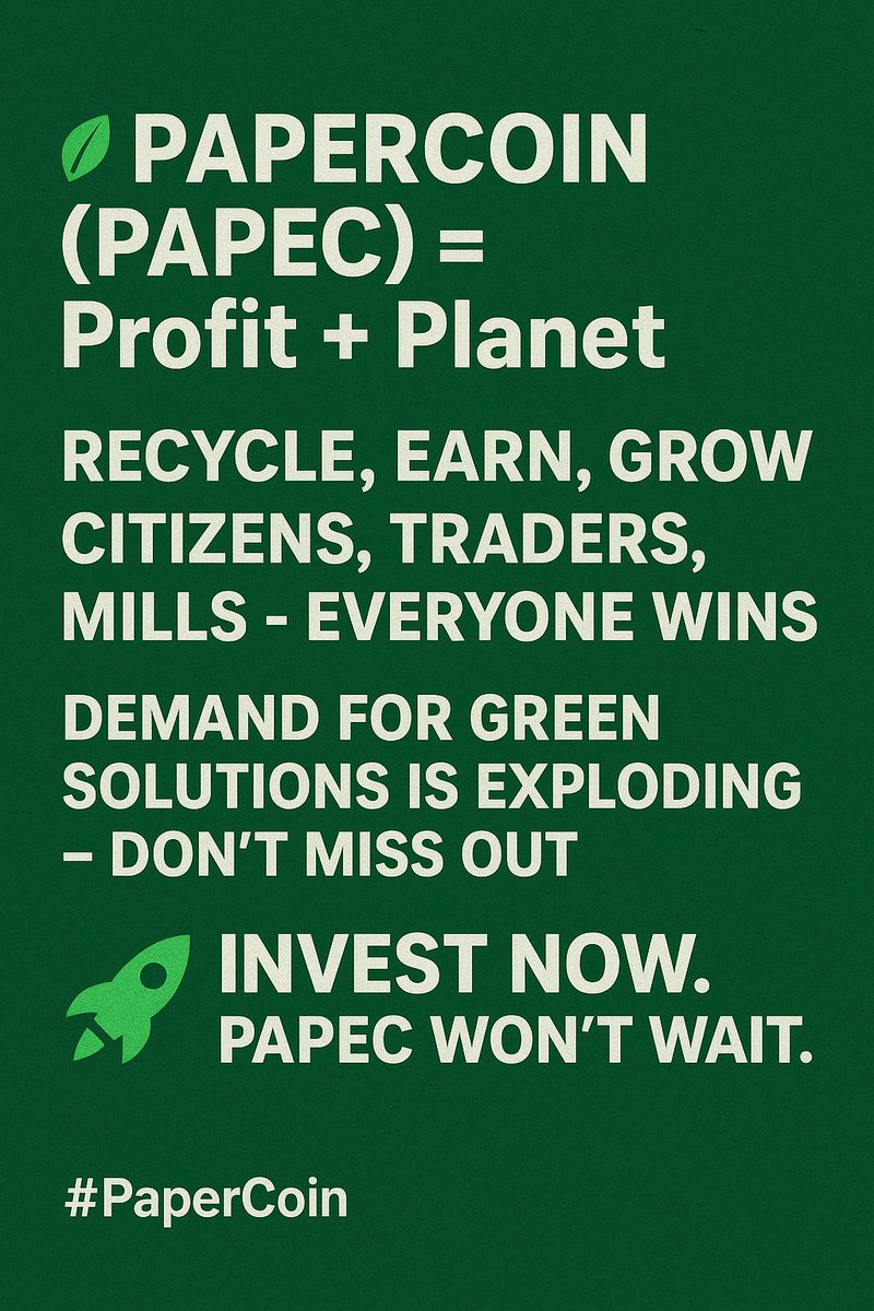 🌍 Invest in the Future of Recycling – Invest in PaperCoin (PAPEC)! 💰

PaperCoin is not just another crypto – it’s a revolution in the global paper and recycling industry. Every recycled sheet, every recycled ton, every participant in the supply chain earns real value through