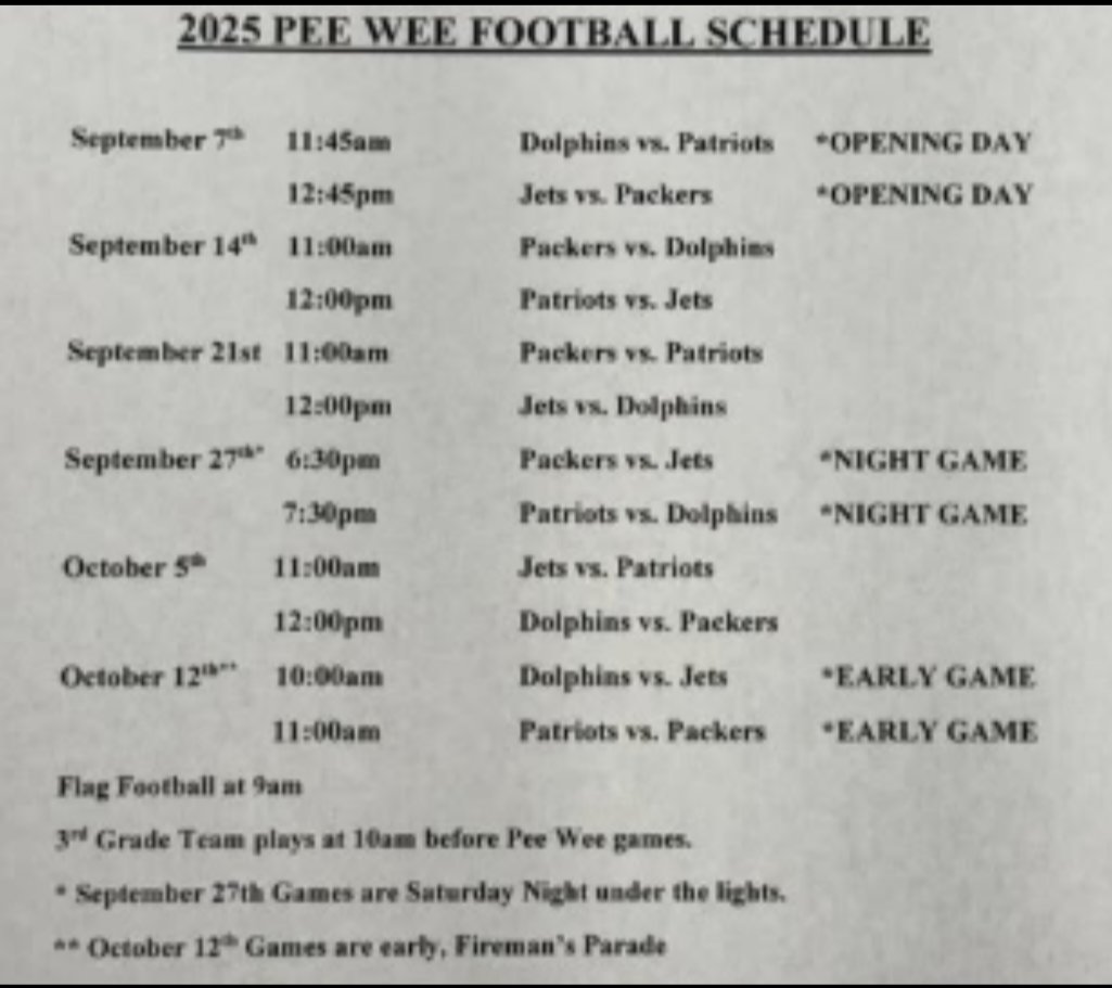 The Bellows Falls/Westminster based CT Valley PeeWee Football League CVPWFL kicks off next weekend