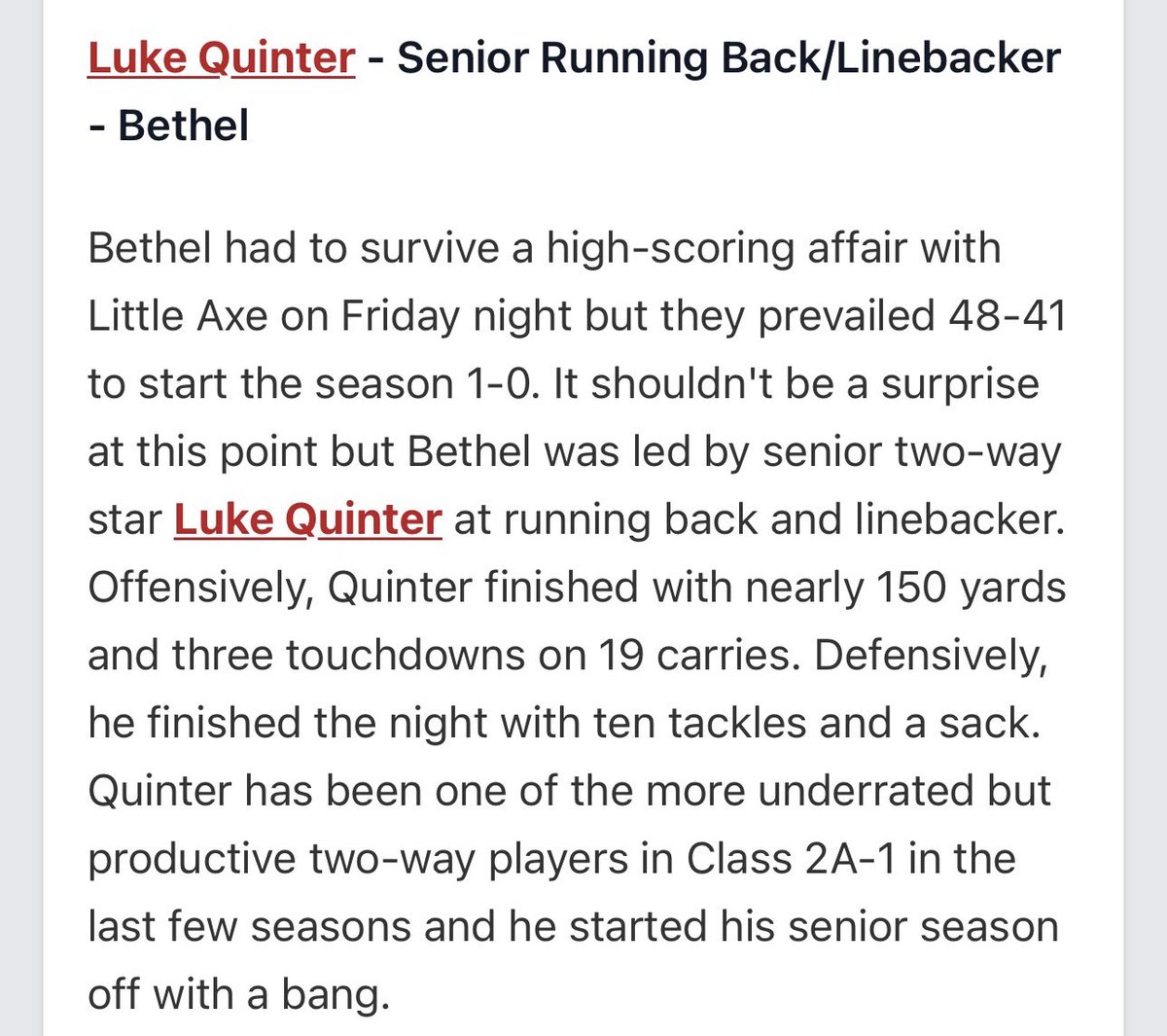 QuinterLuke's tweet image. Thank you @PrepRedzoneOK for the write up!!!