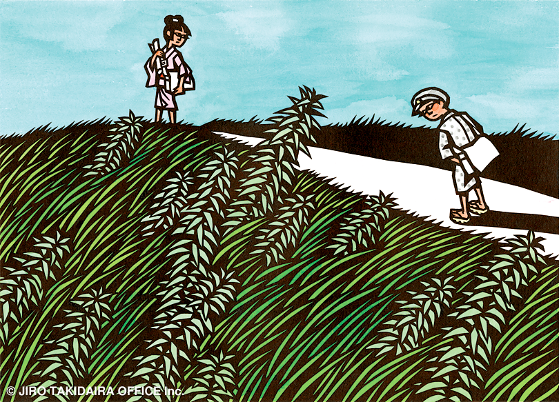 a253

後悔先に立たず <Kōkai saki ni tatazu (Repentance comes too late / Japanese Proverb)> 1975年 きりえ／和紙・洋紙、墨・水彩 20.5×28.5cm
#JiroTakidaira #滝平二郎