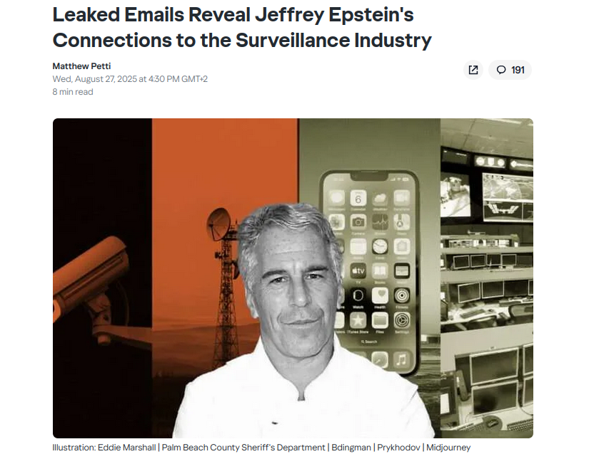 Casimir_Noir's tweet photo. Leaked Emails Reveal #JeffreyEpstein's Connections to the Surveillance Industry
https://t.co/l7QDEroroU https://t.co/YfWhT3jaQC