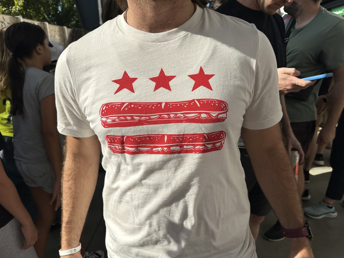 maustermuhle's tweet image. The cultural symbol that is D.C.’s Sandwich Guy has made it to the @WashSpirit game today. Also: pro-statehood and Free D.C. signs and jerseys.
