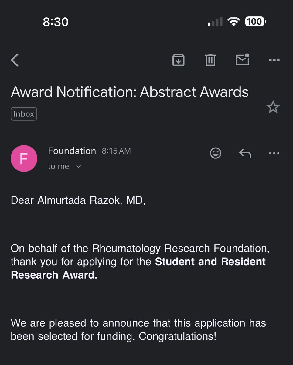 It's a great honor to be approved for the resident research award from the RRF. The foundation's efforts in advancing research in rheumatology is really inspiring!
My deepest gratitude to Dr. Saygin who guided me through the application process
<a href="/DidemSayginMD/">Didem Saygin, MD</a>