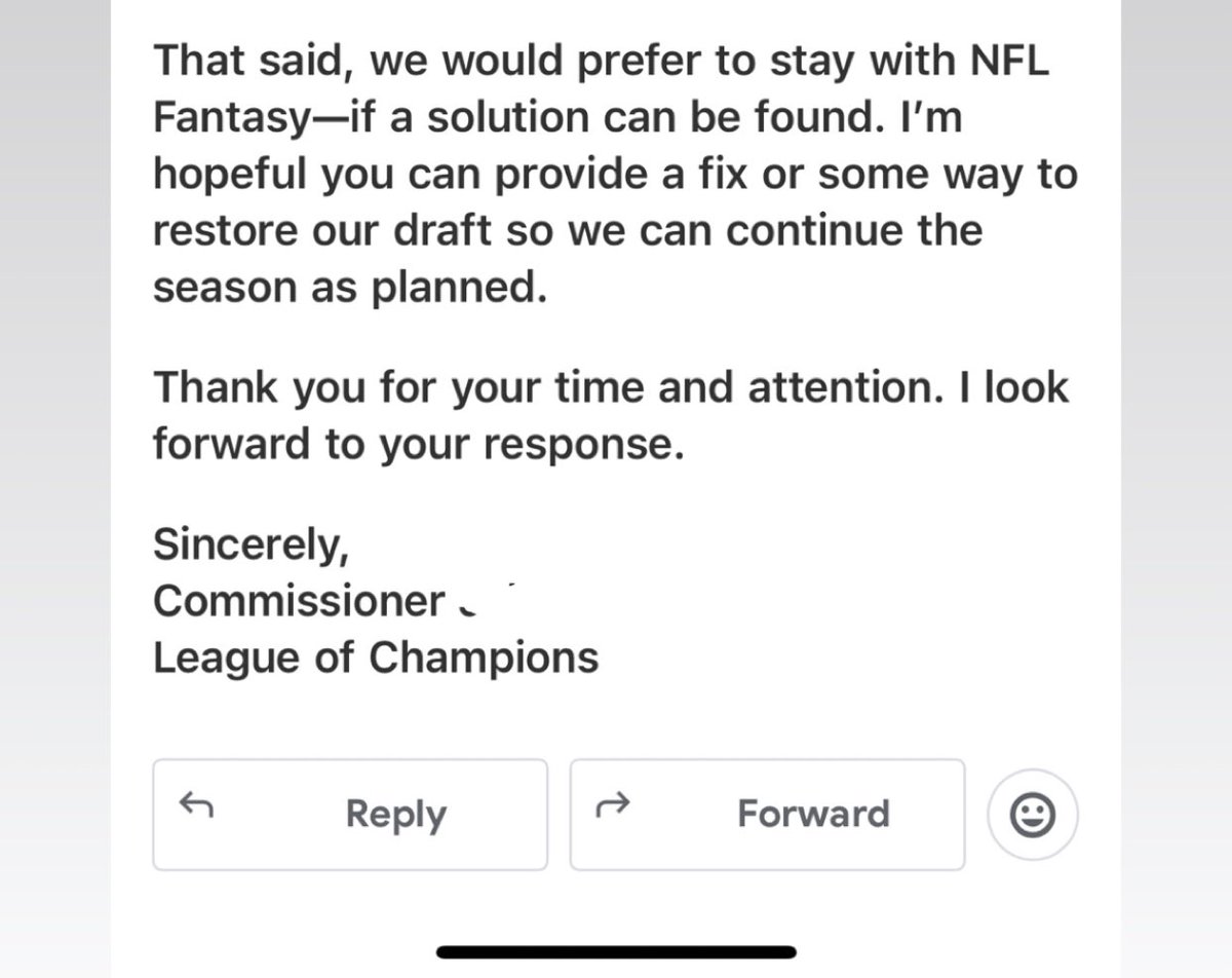 Sluggerrr’s Buttcrack (@sluggers_bc) on Twitter photo Today <a href="/NFLFantasy/">NFL Fantasy Football</a> website and app crashed in the middle of my leagues draft. Completely unacceptable. As a commissioner he’s my comments on this monstrosity. Today <a href="/NFLFantasy/">NFL Fantasy Football</a> website and app crashed in the middle of my leagues draft. Completely unacceptable. As a commissioner he’s my comments on this monstrosity.