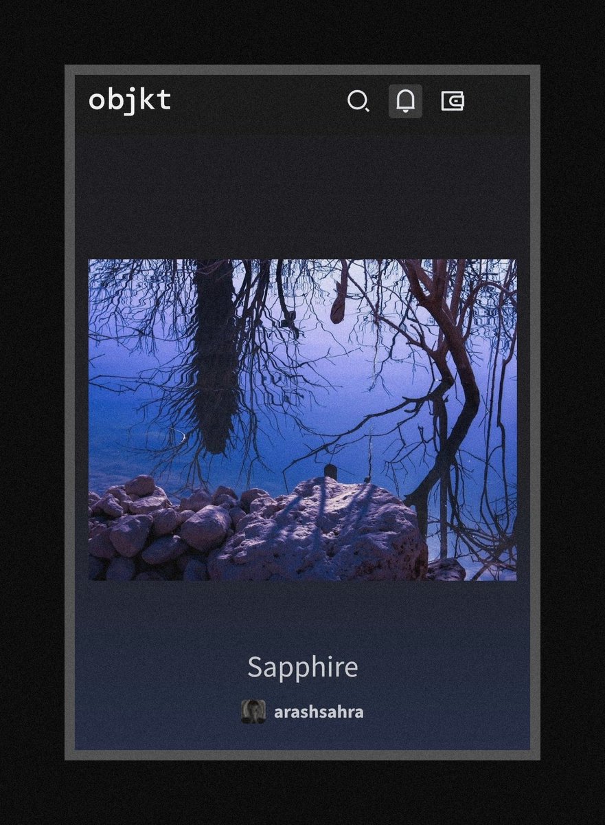 🚨 Live now on the front page of objkt.com 👁️

"Sapphire"  my 1/1 photography piece for #1of1SZN event 🌀
curated by <a href="/mamaralic/">mamaralic</a>

⏳ 24h auction
❇️ Starting at 50 XTZ

Grateful for the spotlight &amp; excited to see where this gem finds its home.🪾