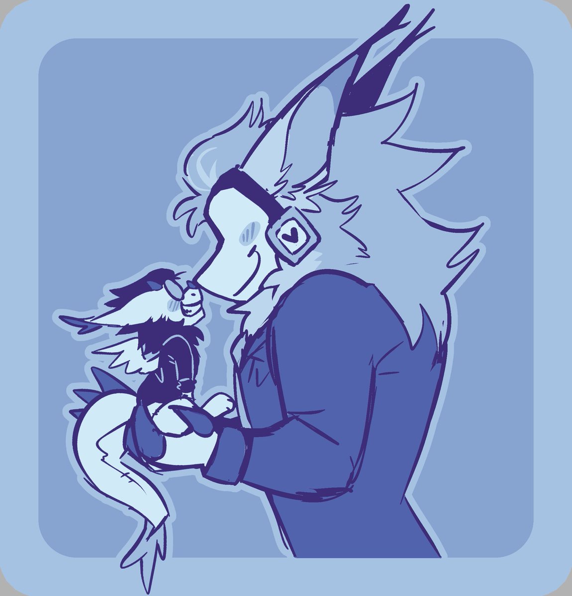 RoxxieKitsune's tweet photo. That’s his emotional support plushie https://t.co/N6YFf1vGID
