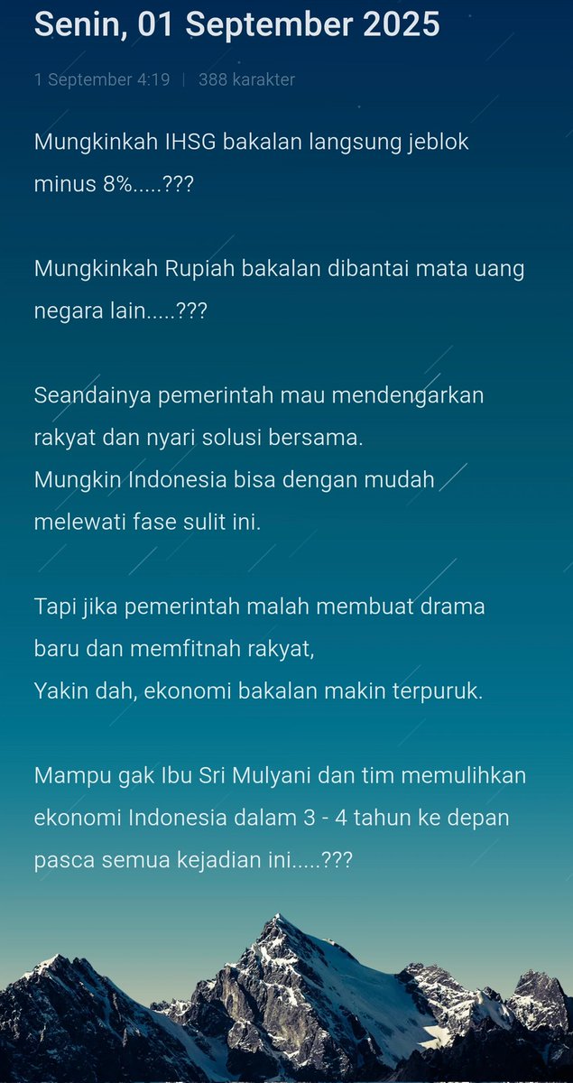 DEMAMOLSHOP's tweet photo. Masih Berharap Pemerintah Hadir Dan Duduk Bersama Rakyat, Dan Sesegera Mungkin Mencari Solusi Bersama.

Sangat Tidak Berharap Pemerintah Menciptakan Drama Baru, Serta Berusaha Memfitnah Rakyat Sendiri.

Dampaknya Bagi Ekonomi Indonesia Akan Sangat Buruk Jika Semua Ini Diteruskan. https://t.co/KR5fpCw3YB