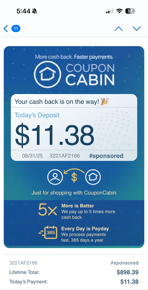 NiseyyD's tweet photo. And the payments keep on coming @CouponCabin !! https://t.co/6gEGz5LpsY