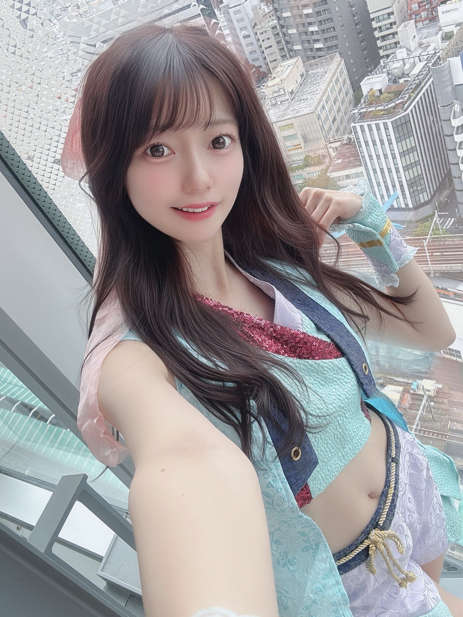 ぱるるソーロング生写真 RUKA🤍 . . . . もう桜が葉桜になってきた…🌸 . . 久々？に