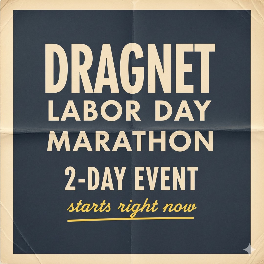 WOTRNetwork's tweet image. Old Time Radio USA's annual Dragnet Labor Day Marathon STARTS RIGHT NOW!!! #Dragnet #LaborDay #LaborDayMarathon #OTR #OldTimeRadioShows #OldTimeRadio #WOTRRadioNetwork #OldTimeRadioUSA
