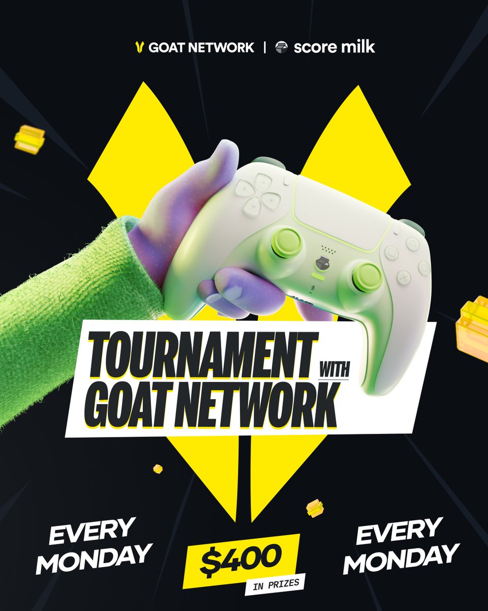 Score Milk ๐ฎ (@scoremilk) on Twitter photo Start & end your week with a bang! ๐
GOAT Network๐ Tournaments on Score Milk ๐
๐ฐ $400 in prizes every week
๐
Monday & Friday | ๐ 5PM EST
๐ Have fun, climb the ranks, and claim your share.
Compete, earn, and even wager wrapped BTC ๐ช in epic tournaments. ๐ฎ
<a href="/GOATRollup/">GOAT Network ๐ก</a> Start & end your week with a bang! ๐
GOAT Network๐ Tournaments on Score Milk ๐
๐ฐ $400 in prizes every week
๐
Monday & Friday | ๐ 5PM EST
๐ Have fun, climb the ranks, and claim your share.
Compete, earn, and even wager wrapped BTC ๐ช in epic tournaments. ๐ฎ
<a href="/GOATRollup/">GOAT Network ๐ก</a>