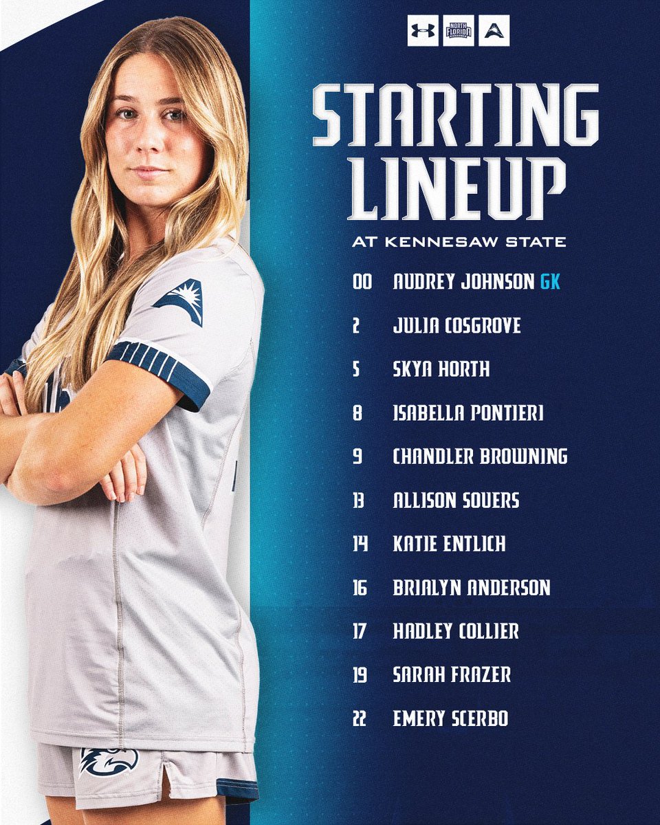 OspreyWSOC's tweet photo. Our starters at Kennesaw State!

Watch - https://t.co/On6YrJkzF5 (ESPN+)
Live Stats - https://t.co/CJ3N1BVzS2

#SWOOP https://t.co/EpRXJJd912