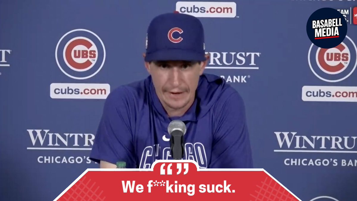 basabellmedia's tweet image. NOT GOOD: Cubs manager Craig Counsell lets loose after the Rockies’ walk-off win:

“I don’t know what there is to say. We f**king suck.”