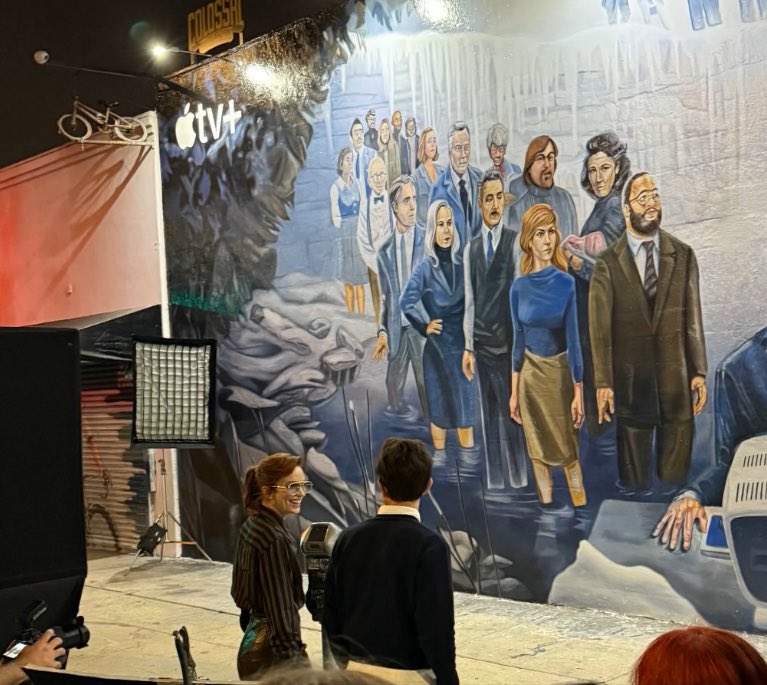 another one, thank you! ☝️

new bts pic of britt lower and adam scott at the ‘severance’ mural in los angeles! (cr: mikeyrockslang on ig story)