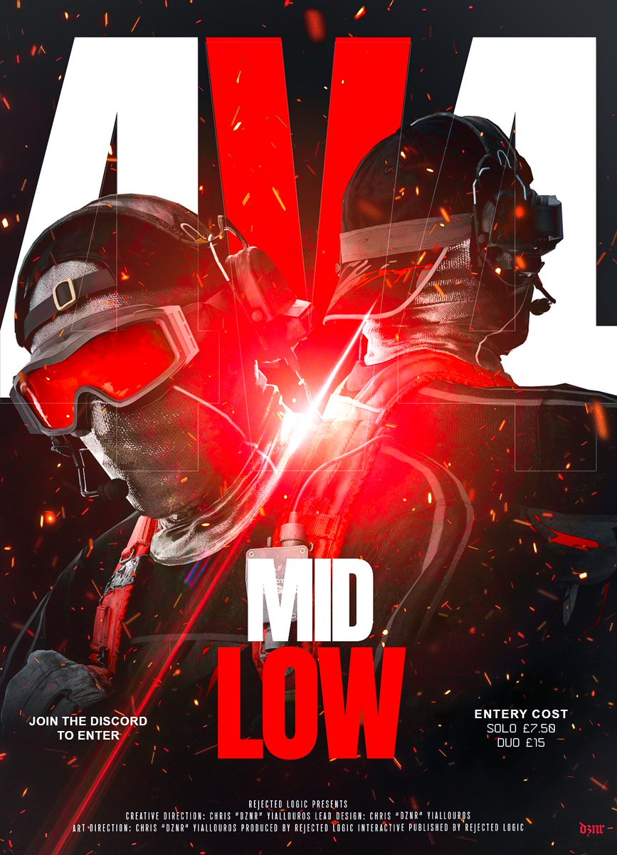 Rejectedlogic's tweet image. 🔥 Mid/Low Tournament – Sign Up Now! 🔥
📅 This Wednesday | 6:30 PM
⚔️ Mode: 4v4 S&D
💸 Entry Fees
🎟️ Solo — £7.50
🎮 Game: Call of Duty – Black Ops 6
Join the discord to enter
discord.gg/2euY5UaUvQ