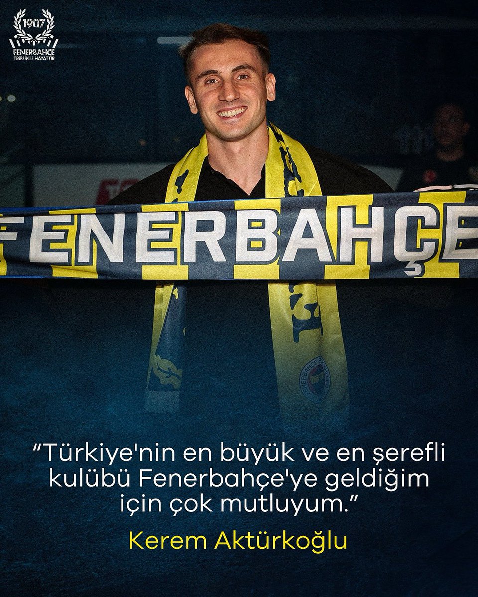 Kerem Aktürkoğlu: “Türkiye'nin en büyük ve en şerefli kulübü Fenerbahçe'ye geldiğim için çok mutluyum.”

#FenerbahçeTribünüHayattır