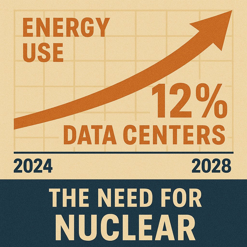 Data centers are projected to use 12% of America’s electricity by 2028. That power has to come from somewhere. 

Nuclear is the only scalable answer that’s clean, constant, and American-made.