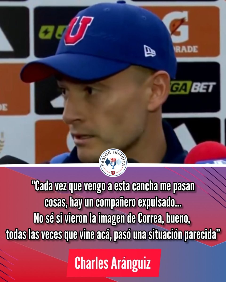Pa_infinita's tweet photo. 🎙️Charles Aránguiz: "A mi personalmente vez que vengo a esta cancha me pasan cosas. Vez que vengo hay un compañero expulsado, estoy muy salado en ese sentido. No sé si vieron la imagen de Correa, bueno, todas las veces que vine acá, pasó una situación parecida” https://t.co/xLGIyUEVjN